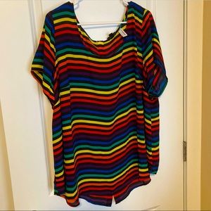 Torrid  Size 3 Pride Button-Back Rainbow Blouse